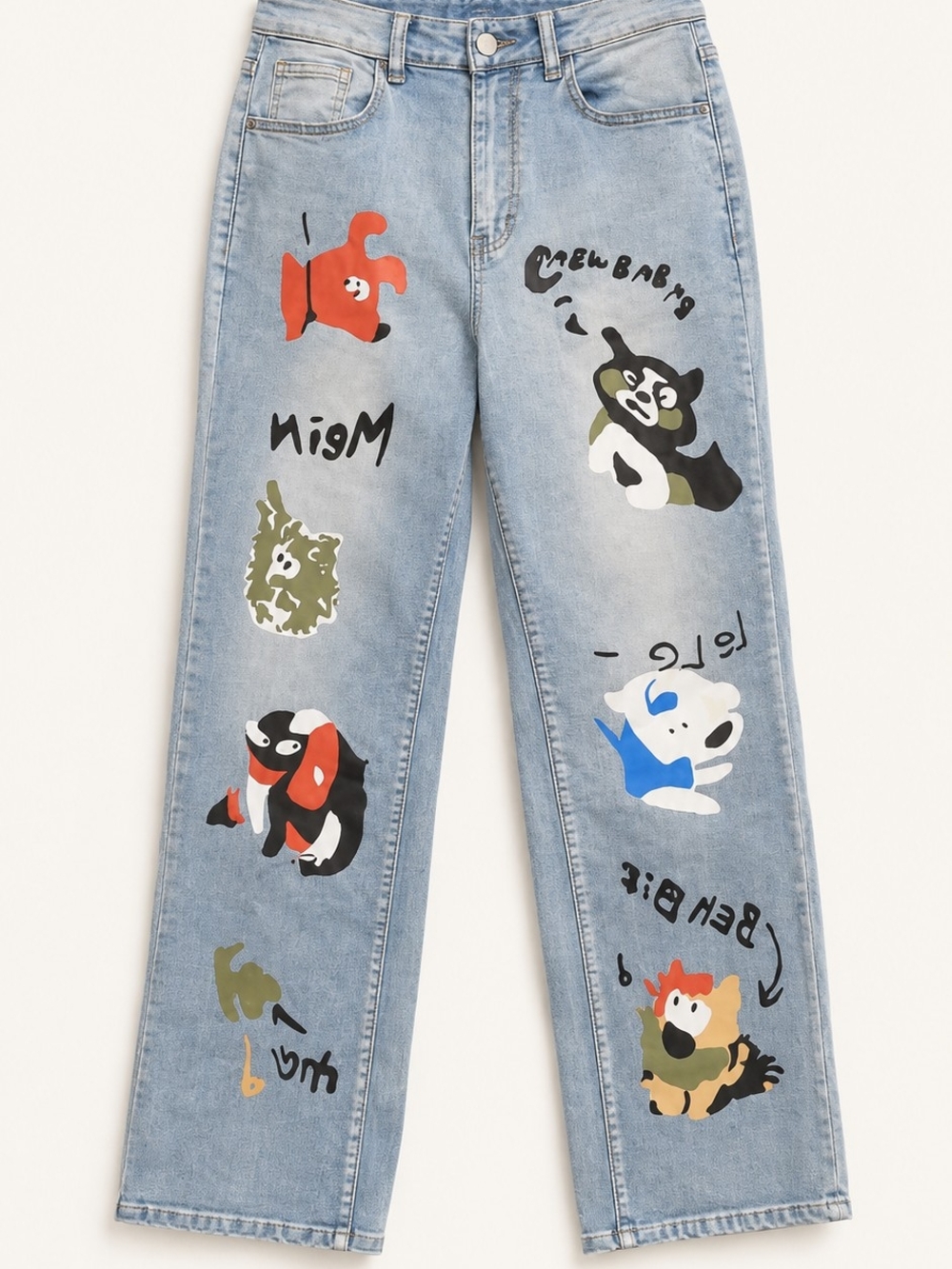 American Bazi 2026 Sample Graffiti-Print Denim Jeans
